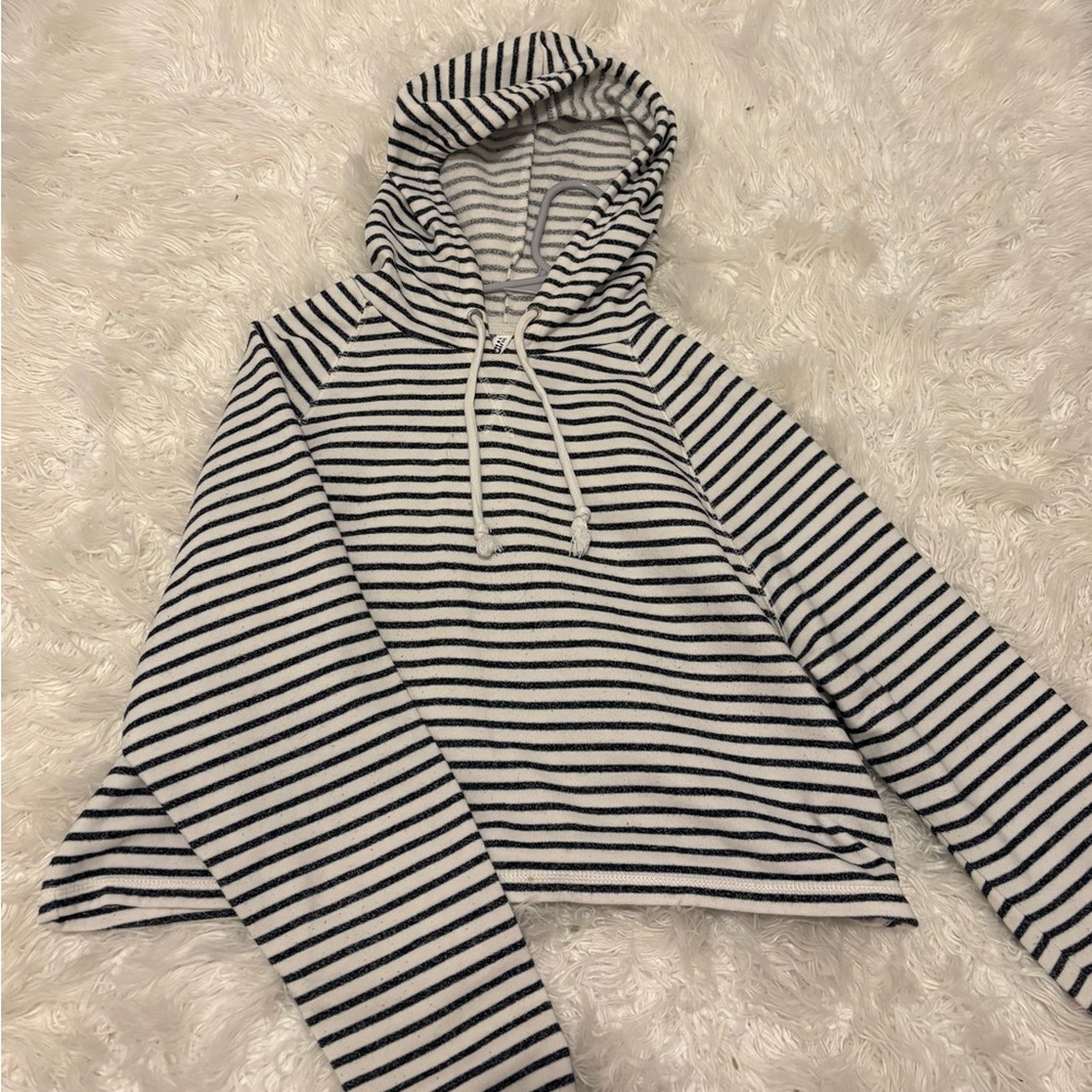 Striped Black and White Hoodie (Crop Top Hoodie)